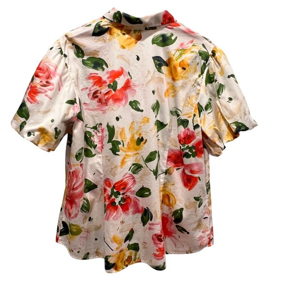 Lauren Ralph Lauren Floral Button Front Cotton Top, 1X - Picture 3 of 9